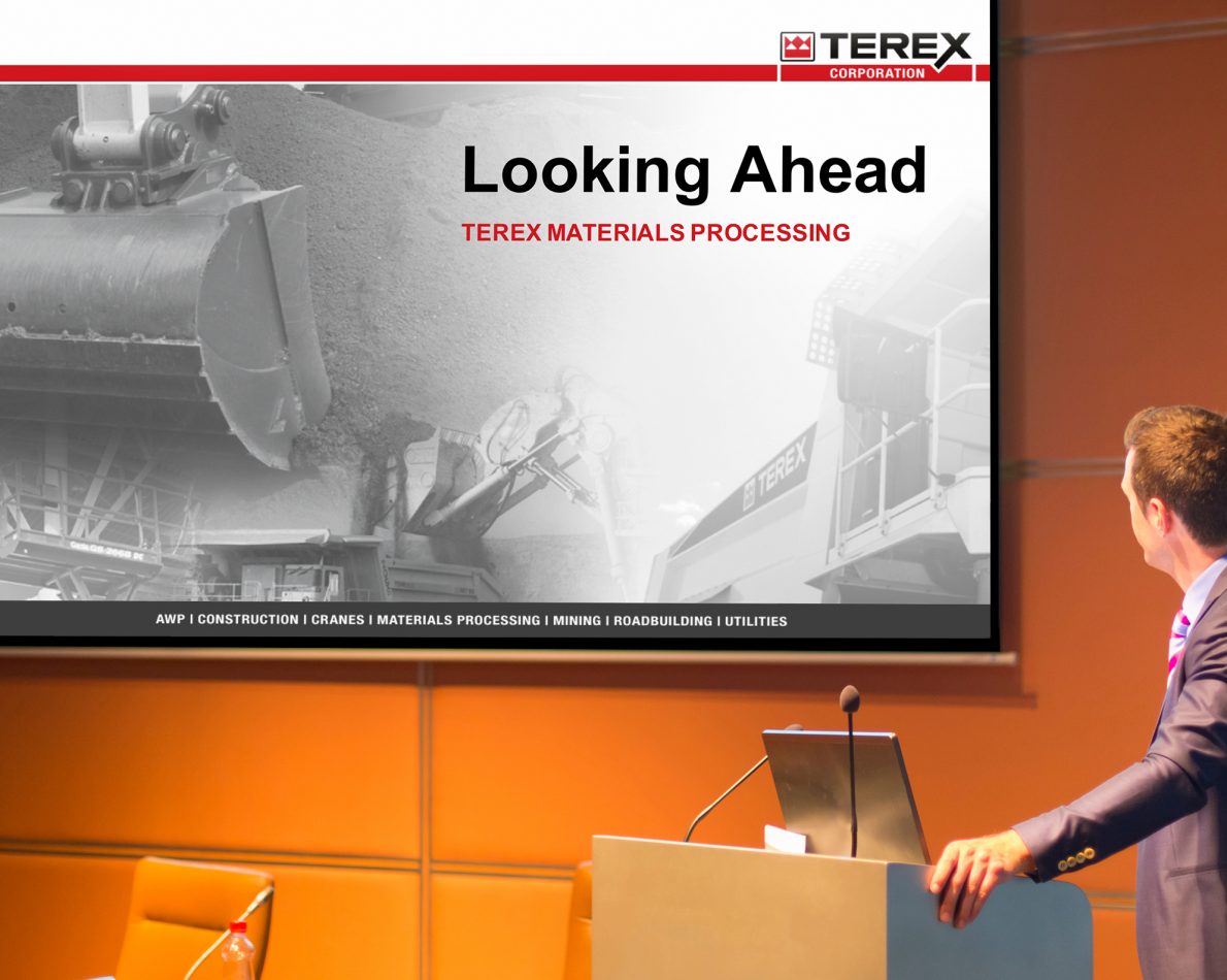 A system of standardized PowerPoint templates was created for each Terex business unit