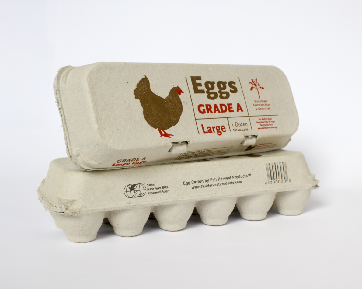 Since many retailers offer organic, sustainable food items, Stone Barns wanted to stand a step above the rest with simple, eye-catching graphics that easily convey who they are as a brand. Hyper-local goods such as their eggs benefit from easy to identify packaging made from recycled materials.