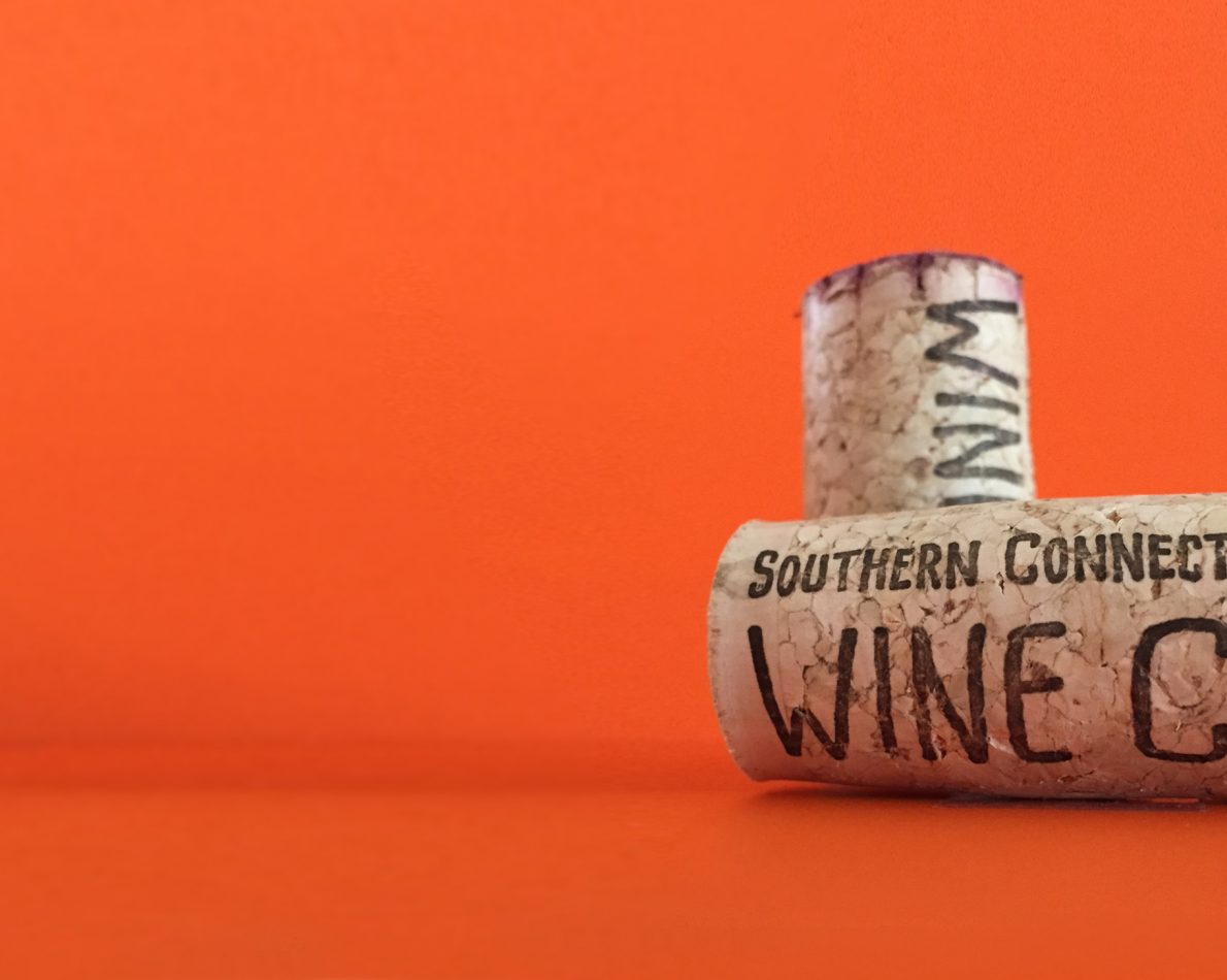 The logo printed on the side of a cork.