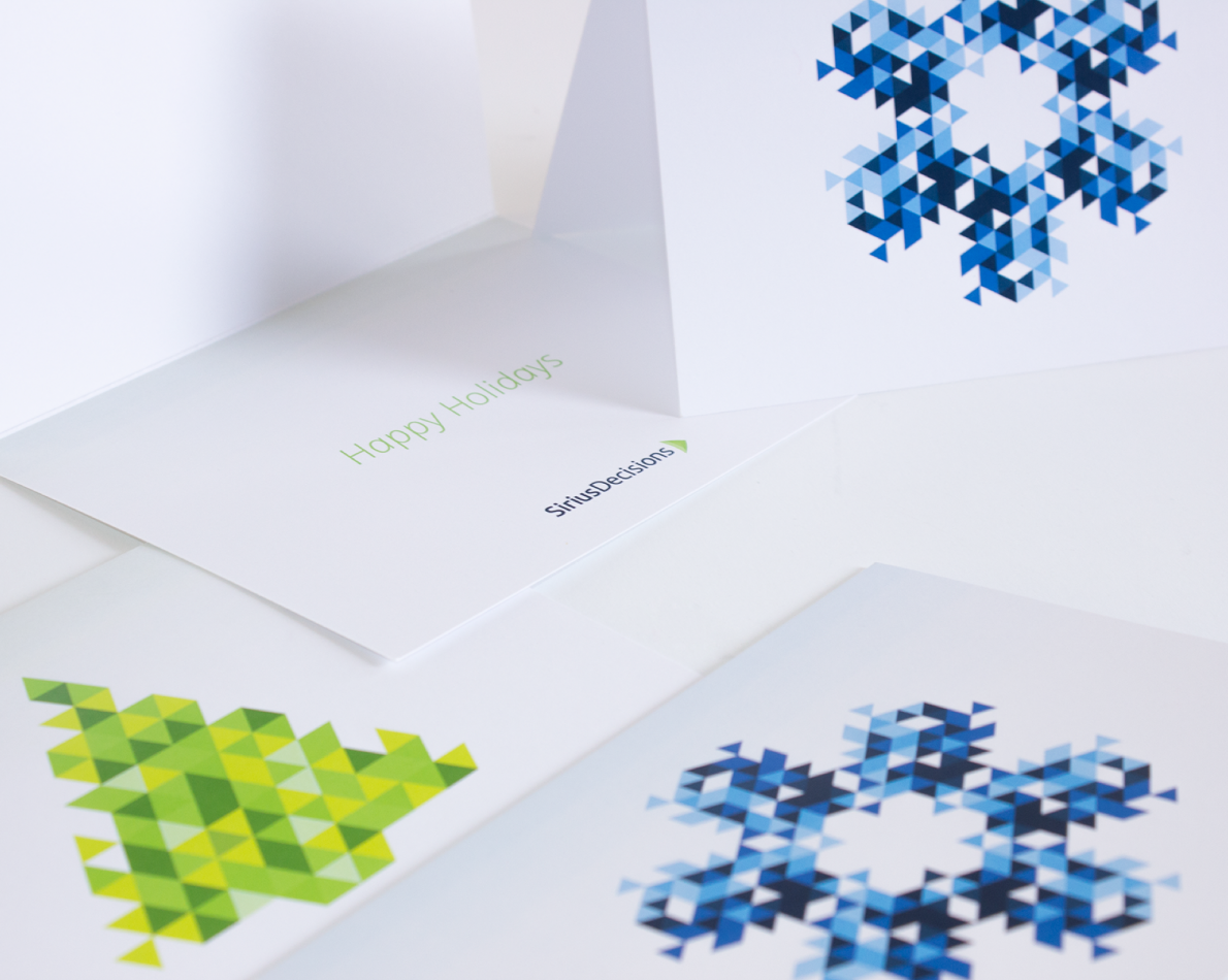Even the company’s 2015 Holiday Cards reflected the shapes, colors and attitude of the enterprise-wide rebranding.