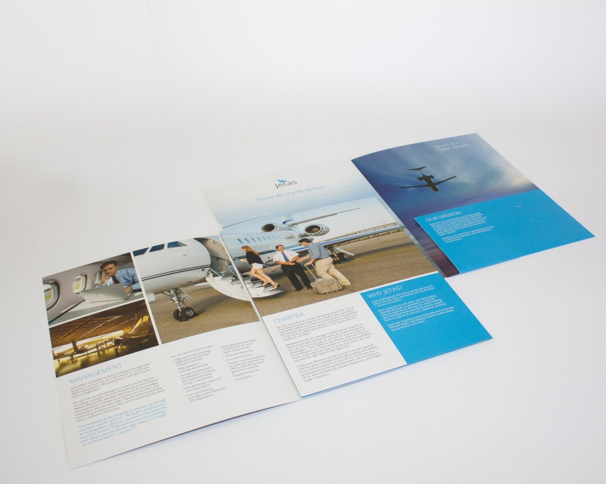 The brochure was designed with a built-in folder for relevant documents.